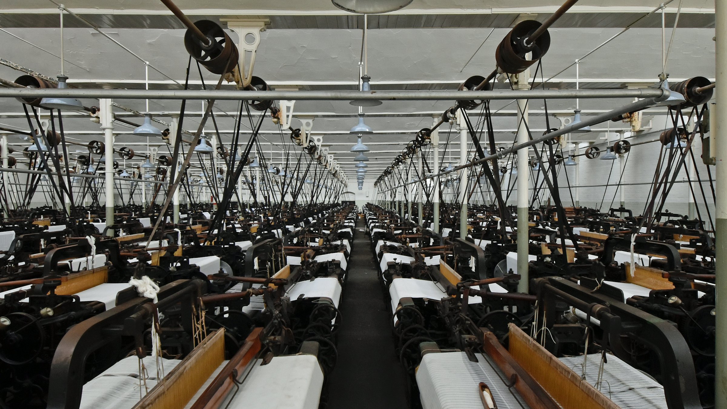 Rows of machines on a production floor